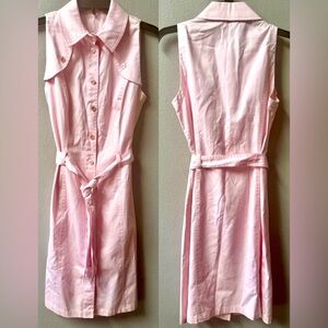 ESCADA POWDER PINK SLEEVELESS BUTTON DOWN COLLARED DRESS SIZE S (GERMANY 36)